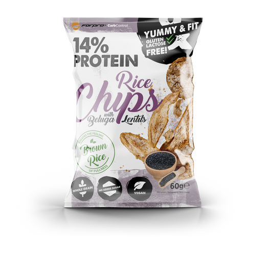 14% PROTEIN RICE CHIPS WITH BELUGA LENTILS - 60 g